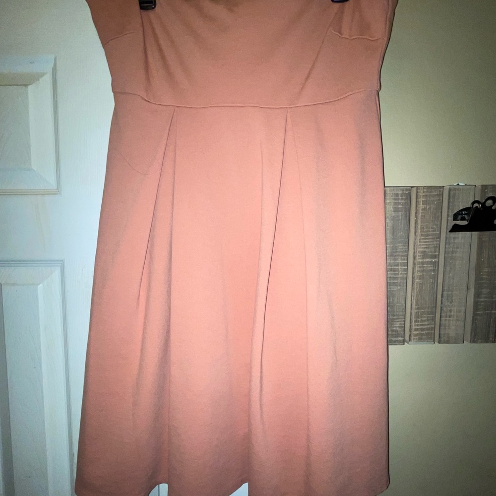 SOLD———-Charles Henry Strapless Peach Dress